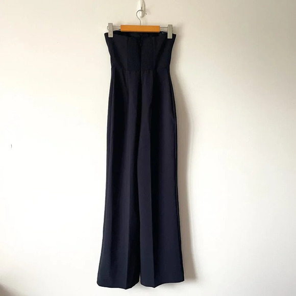 Aritzia Wilfred Endless Strapless Crepe Wide Leg Jumpsuit in Dark Navy Size 00 - Picture 7 of 9